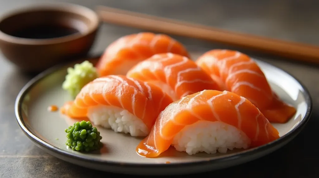 sushi order topped with salmon
